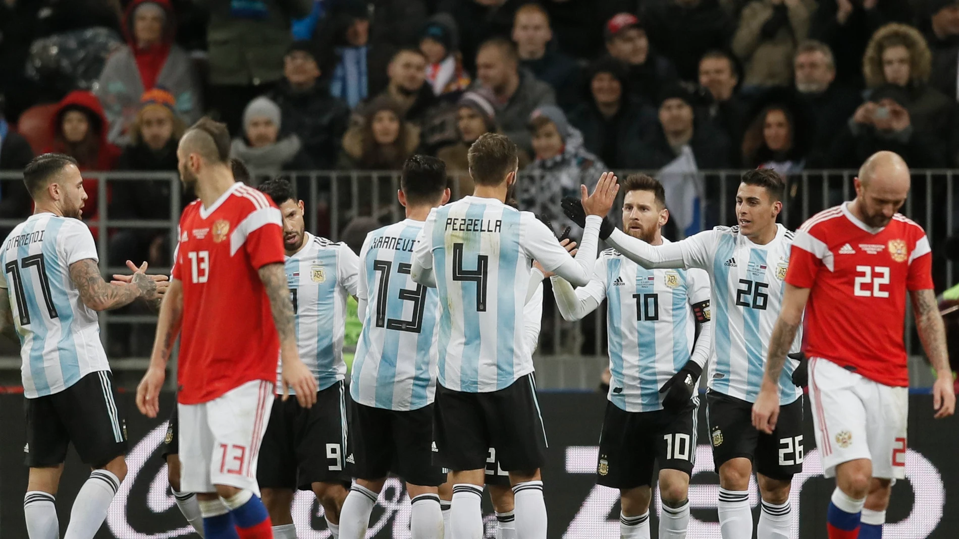 Los jugadores de la selección de Argentina celebran un gol Los jugadores de la selección de Argentina celebran un gol