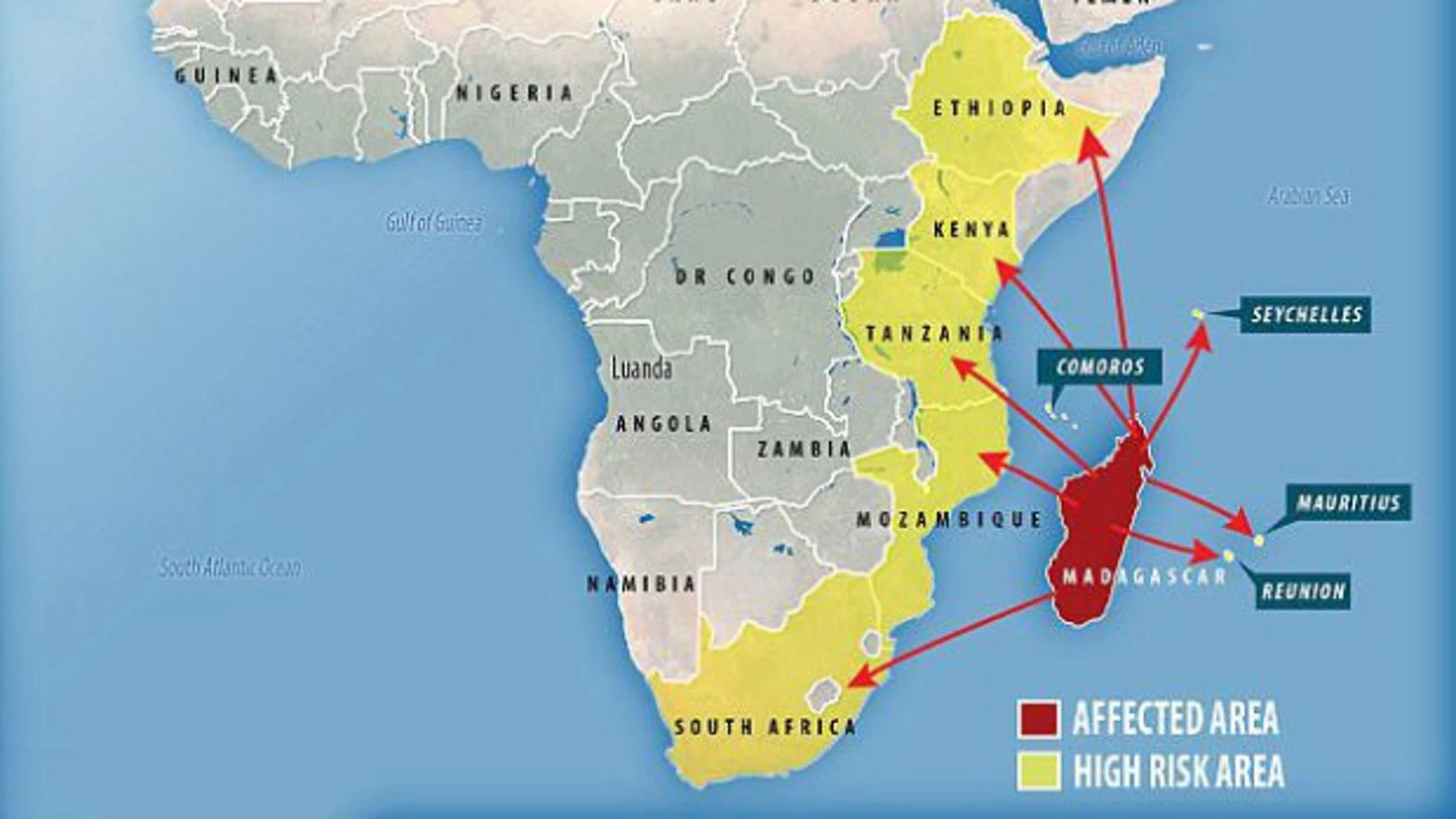 Países a los que puede llegar la peste Países a los que puede llegar la peste