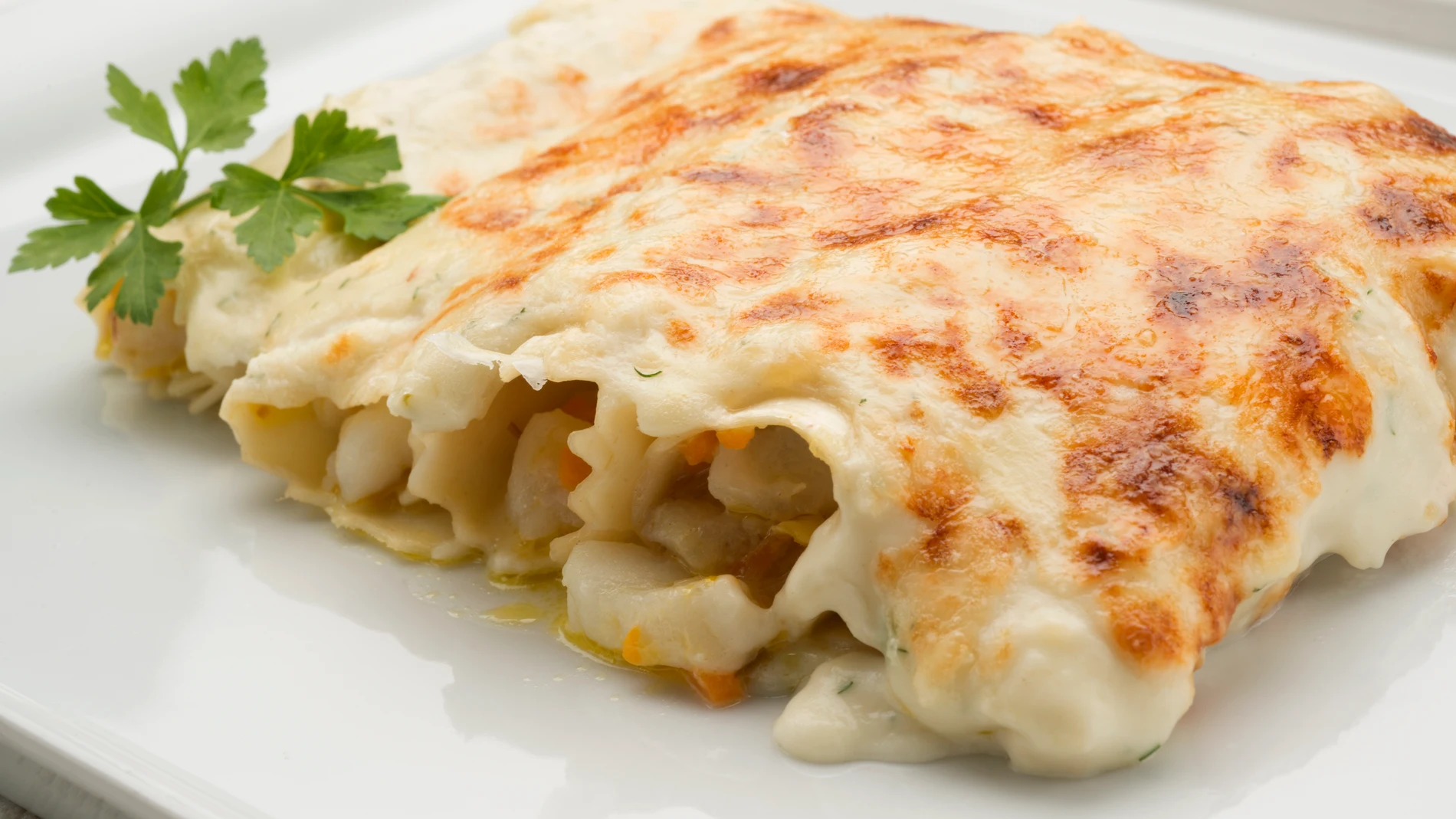 Canelones de rape con verduras
