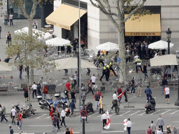 Pelea entre ultras el pasado 12 de octubre en Barcelona