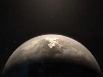 Esta recreación artística muestra al planeta templado Ross 128 b Esta recreación artística muestra al planeta templado Ross 128 b