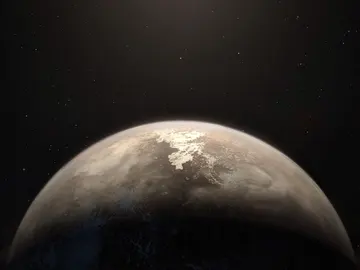 Esta recreación artística muestra al planeta templado Ross 128 b Esta recreación artística muestra al planeta templado Ross 128 b