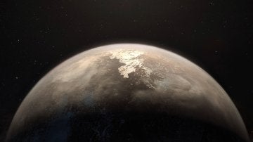 Esta recreación artística muestra al planeta templado Ross 128 b