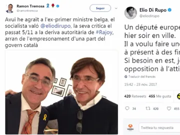 Twitter de Tremosa y Di Rupo Twitter de Tremosa y Di Rupo
