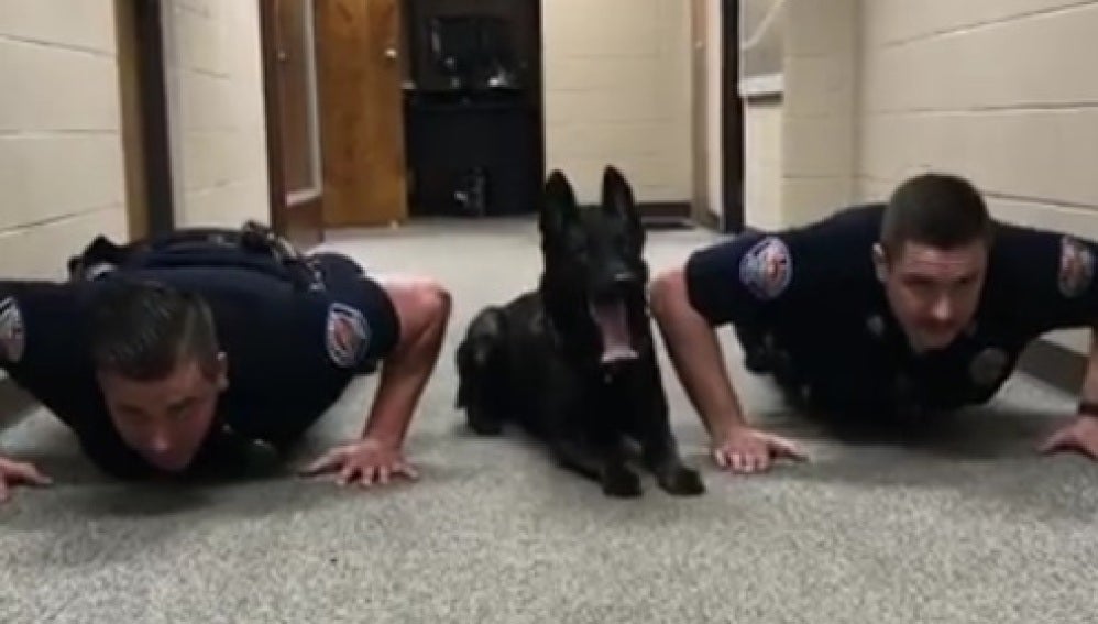 Los dos policías con el perro