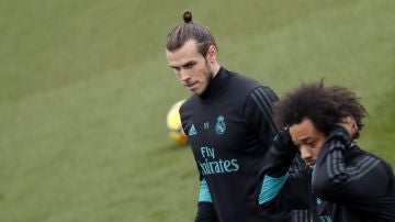 Bale, con Marcelo durante el entrenamiento del Real Madrid
