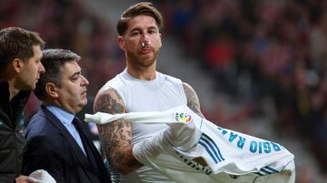 Sergio Ramos tras la patada de Lucas