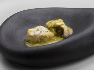 Tacos de merluza con kokotxas al pil-pil