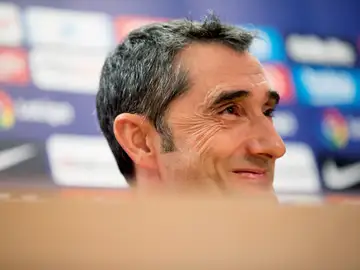 Ernesto Valverde, durante la rueda de prensa Ernesto Valverde, durante la rueda de prensa
