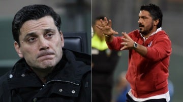 Montella (izquierda) ya no es entrenador del Milan; le sustituye Gattuso (derecha)