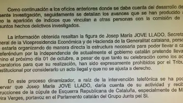 Escrito de las diligencias del juzgado 13 de Barcelona donde se alude a Marta Rovira Escrito de las diligencias del juzgado 13 de Barcelona donde se alude a Marta Rovira