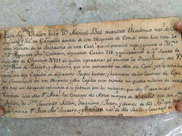 La nota hallada en una talla del siglo XVIII