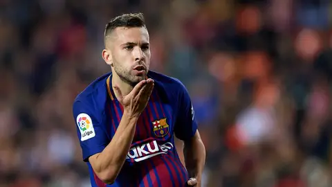 Jordi Alba celebra su gol con el Barcelona Jordi Alba celebra su gol con el Barcelona