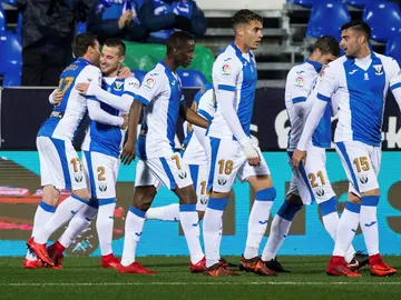 Los jugadores del Leganés celebran el gol de Tito frente al Valladolid Los jugadores del Leganés celebran el gol de Tito frente al Valladolid