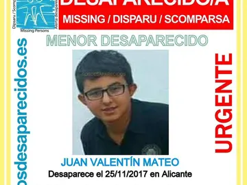El menor desaparecido en Alicante El menor desaparecido en Alicante
