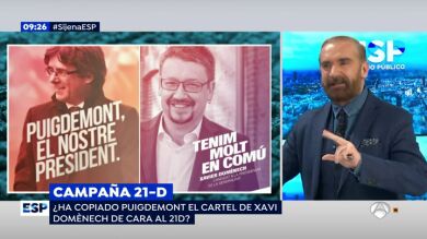 ¿Ha copiado Puigdemont el cartel de Domènech de cara al 21-D?