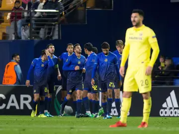 El Maccabi celebra su gol ante el Villarreal El Maccabi celebra su gol ante el Villarreal