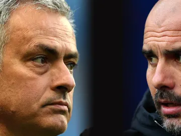 Mourinho y Guardiola, frente a frente en el derbi de Manchester Mourinho y Guardiola, frente a frente en el derbi de Manchester