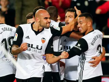 El Valencia celebra un gol El Valencia celebra un gol