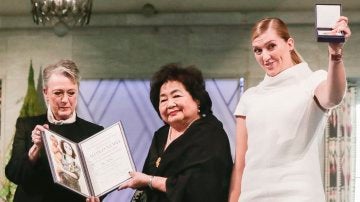 Setsuko Thurlow, en la entrega de los Nobel