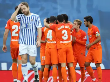 El Málaga celebra un gol El Málaga celebra un gol