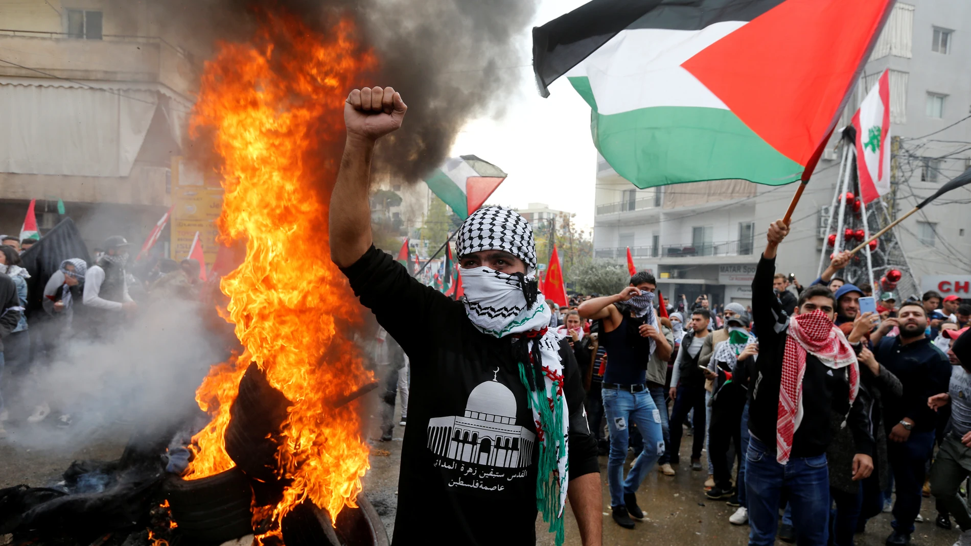 Manifestación cerca de la Embajada de Estados Unidos en Beirut Manifestación cerca de la Embajada de Estados Unidos en Beirut