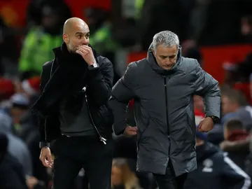 Pep Guardiola y José Mourinho, en Old Trafford Pep Guardiola y José Mourinho, en Old Trafford
