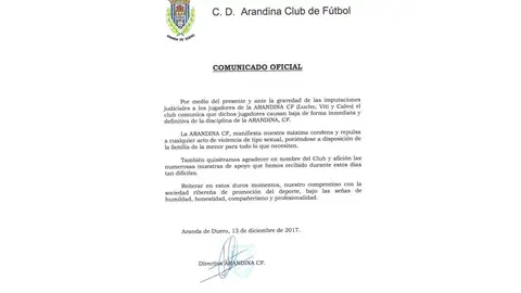 Comunicado de la Arandina Comunicado de la Arandina