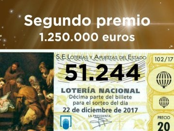 51.244, el segundo premio de la Lotería de Navidad