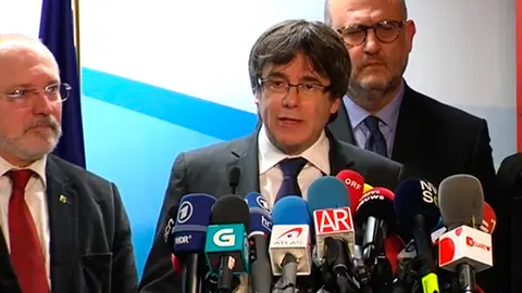 Carles Puigdemont en una rueda de prensa desde Bruselas Carles Puigdemont en una rueda de prensa desde Bruselas