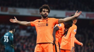 Mohamed Salah celebra uno de sus goles con el Liverpool