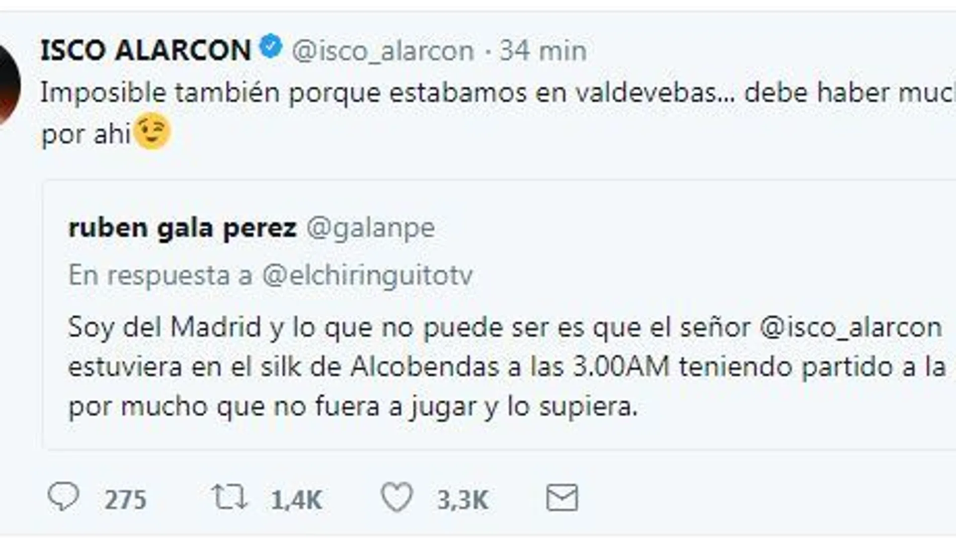 Respuesta de Isco a un tuitero Respuesta de Isco a un tuitero