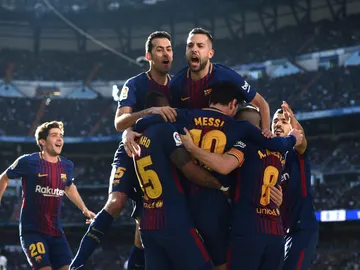 El Barcelona celebrando el segundo gol El Barcelona celebrando el segundo gol