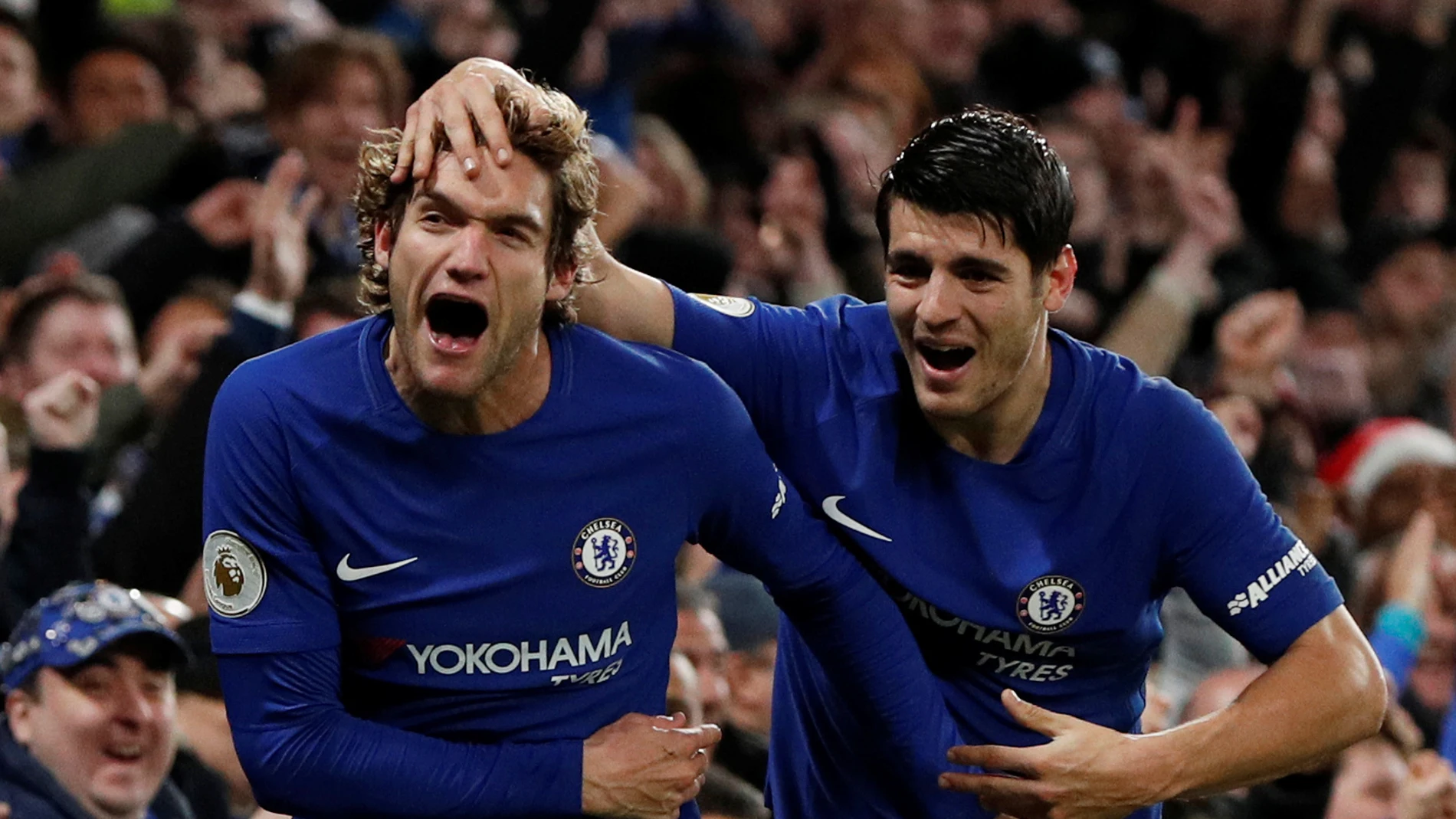 Marcos Alonso y Morata celebran un gol ante el Brighton Marcos Alonso y Morata celebran un gol ante el Brighton