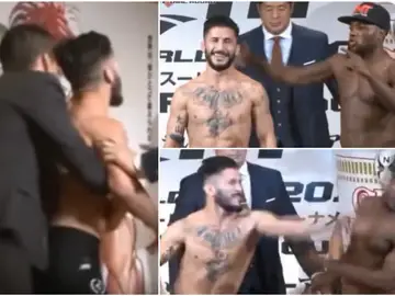 Ian McCall y Manel Kape se pelean en el pesaje Ian McCall y Manel Kape se pelean en el pesaje
