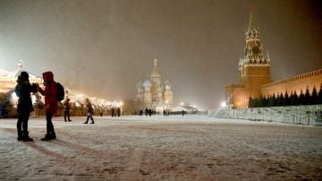 La ciudad de Moscú nevada