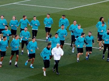 El Real Madrid durante el entrenamiento