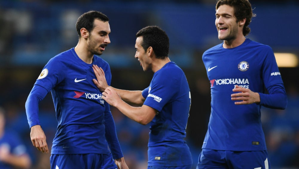 Pedro celebra un gol con el Chelsea