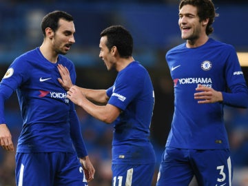 Pedro celebra un gol con el Chelsea