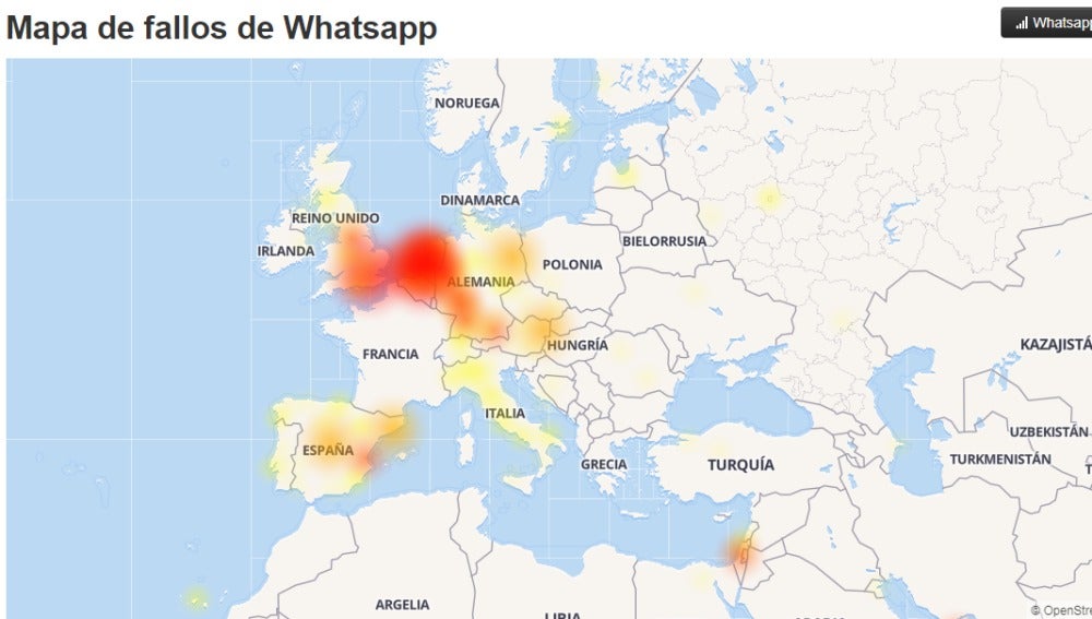 Mapa de fallos de Whatsapp