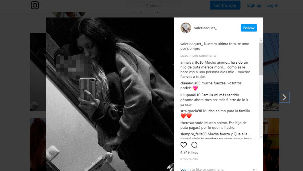 Mensaje de la hermana de Diana Quer en Instragram