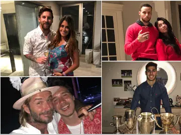 Los deportistas celebran la entrada en el año 2018 Los deportistas celebran la entrada en el año 2018