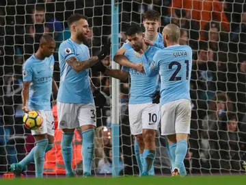 Agüero celebra su gol ante el Watford Agüero celebra su gol ante el Watford