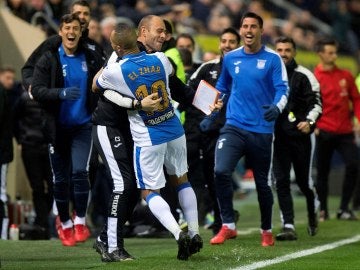 El Zhar celebra su gol ante el Villarreal