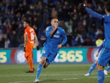 Juan Cala celebra su gol ante el Málaga