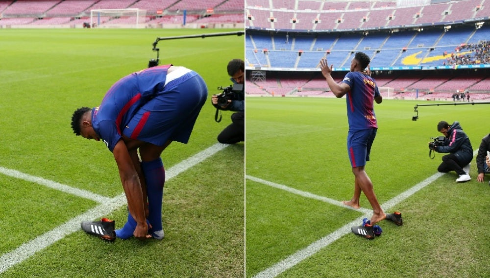 Yerry Mina y su particular ritual antes de pisar el césped