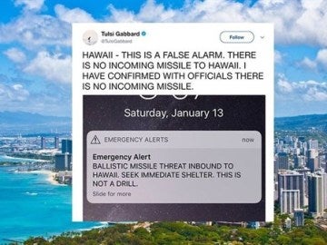 Alerta enviada por las autoridades de Hawái
