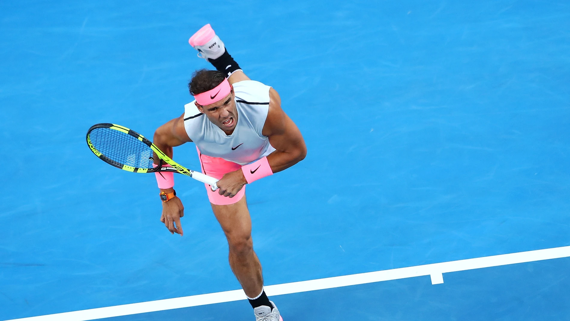 Rafa Nadal, durante su debut en el Open de Australia Rafa Nadal, durante su debut en el Open de Australia