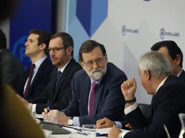 Mariano Rajoy en la sede del PP Mariano Rajoy en la sede del PP