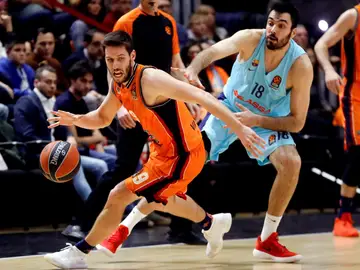 Van Rossom se marcha de Orriola en el partido de Euroliga Van Rossom se marcha de Orriola en el partido de Euroliga